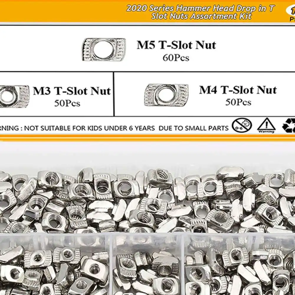 160pcs M3 M4 M5 T-Slot Nut Assortment Kit Nickel Coated T-Slot Hammer Head Nuts Fasteners
160pcs M3 M4 M5 T-Slot Nut Assortment Kit Nickel Coated T-Slot Hammer Head Nuts Fasteners