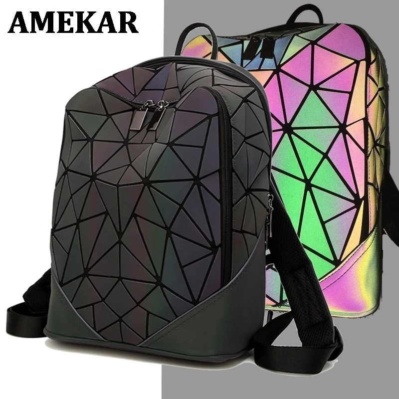 Women Backpack Luminous Geometric Plaid Female Backpacks for Teenage Girls Bagpack Bag Holographic Backpack School Mochila PU
Women Backpack Luminous Geometric Plaid Female Backpacks for Teenage Girls Bagpack Bag Holographic Backpack School Mochila PU