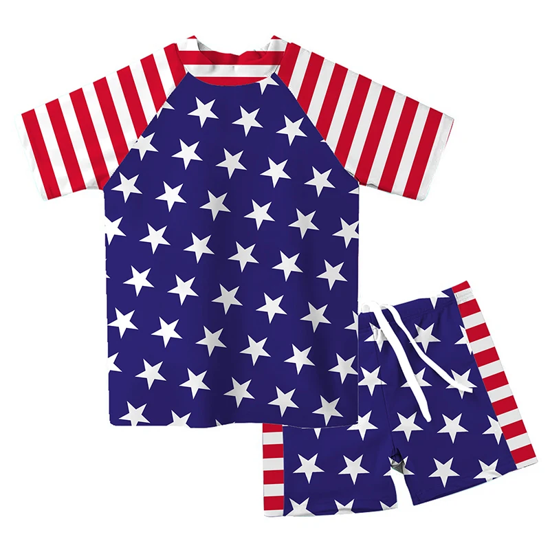 1-8 Years Girls Two Pieces Swimsuit for Children Kids Short Sleeve Summer Swimwear Baby Beachwear 5 Models Child Bathing Suit | Спорт и