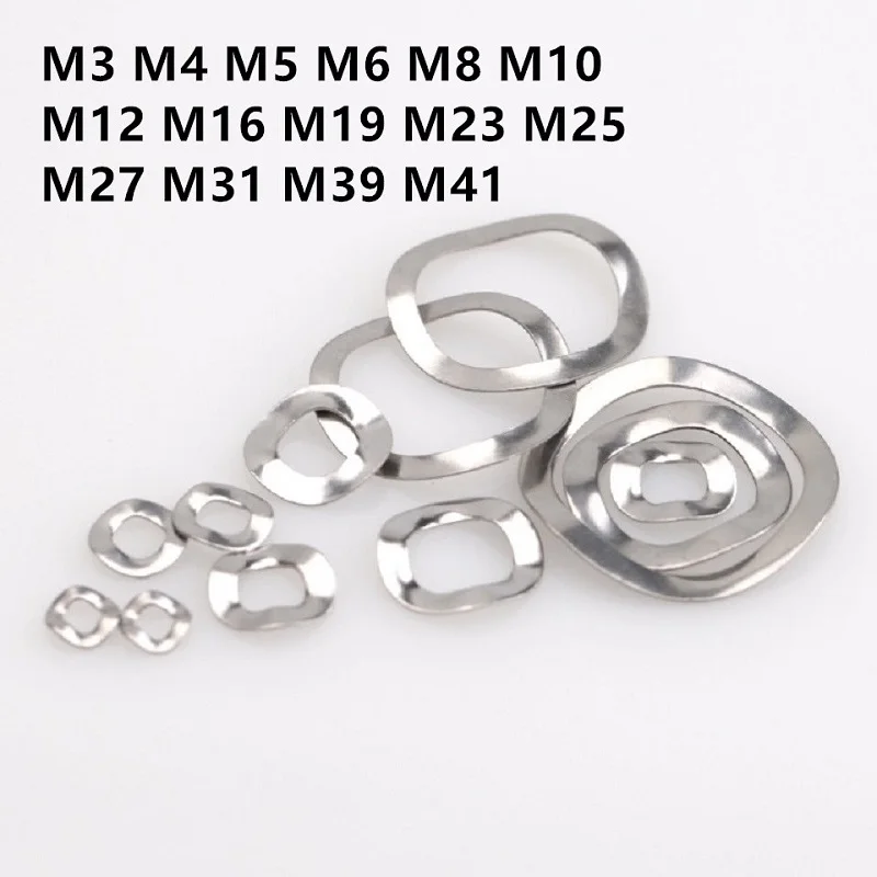 

200/100/50/20PCS 304 Stainless Steel Three Wave Washers Spring Washer M3 M4 M5 M6 M8 M10 M12 M16 M19 M23 M25 M27 M31 M39 M41