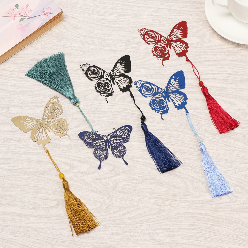 Retro Metal Butterfly Rose Bookmark Ribbons Tassel Pendant Student Book Pagination Marker Gift Office School Stationery Supplies
Retro Metal Butterfly Rose Bookmark Ribbons Tassel Pendant Student Book Pagination Marker Gift Office School Stationery Supplies