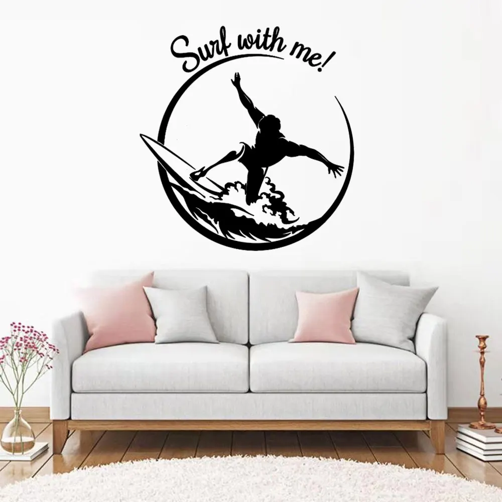 Surfing Boy Man Wall Decal Quote "Surf With Me" Words Ocean Marine Cool Home Decor Art Vinyl Mural Unique Bathroom Decor DW10545
Surfing Boy Man Wall Decal Quote "Surf With Me" Words Ocean Marine Cool Home Decor Art Vinyl Mural Unique Bathroom Decor DW10545