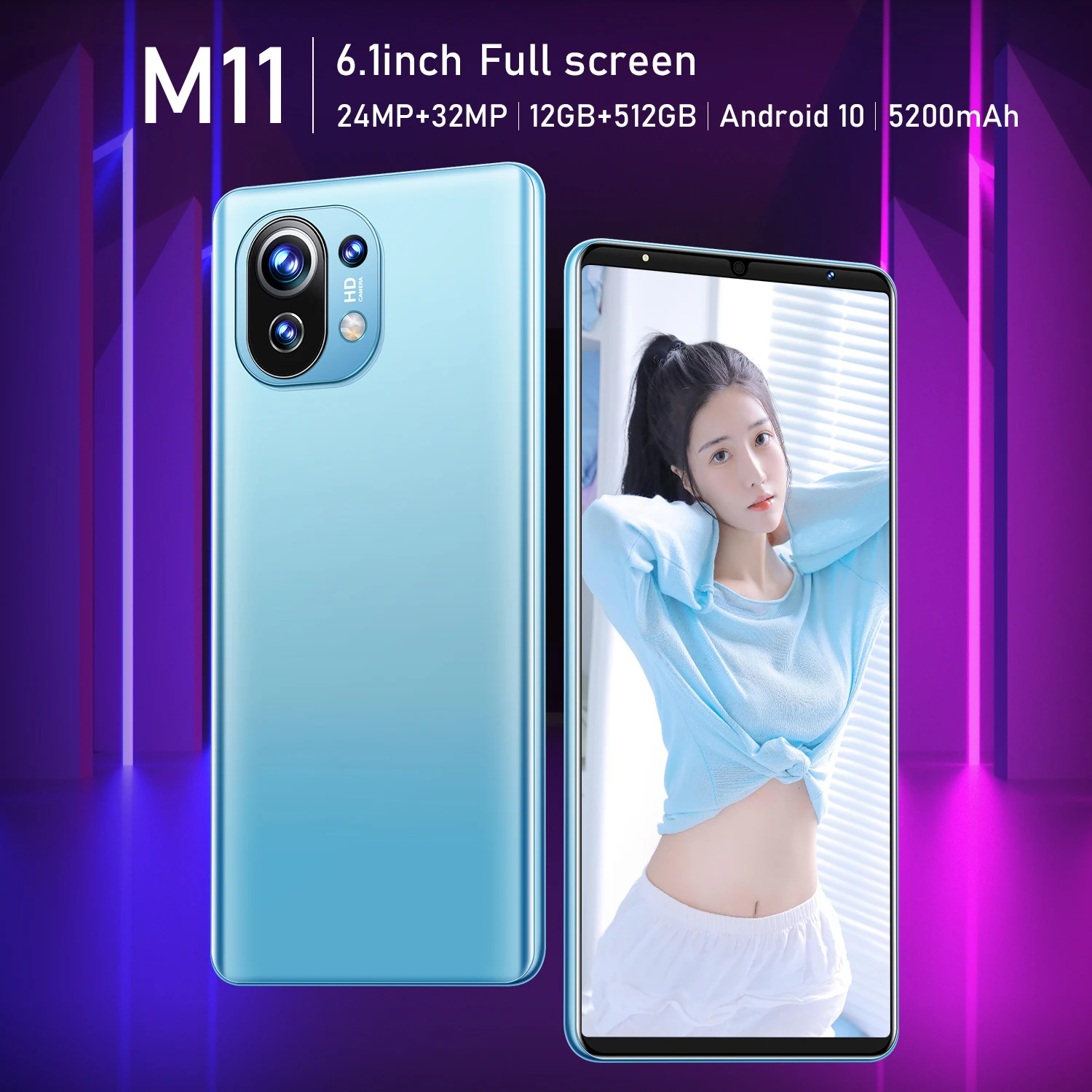 New Arrival M11 Global Version Smartphone 6.1 Inch Screen 12GB 512GB 5200mAh MTK6889 24MP 32MP Camera Face ID Android 11 
New Arrival M11 Global Version Smartphone 6.1 Inch Screen 12GB 512GB 5200mAh MTK6889 24MP 32MP Camera Face ID Android 11