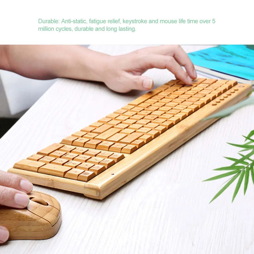 2.4G Wireless Bamboo Keyboard and Mouse Combo PC Computer Keyboard Handcrafted Natural Wooden Plug and Play keyboard and mouse 
2.4G Wireless Bamboo Keyboard and Mouse Combo PC Computer Keyboard Handcrafted Natural Wooden Plug and Play keyboard and mouse