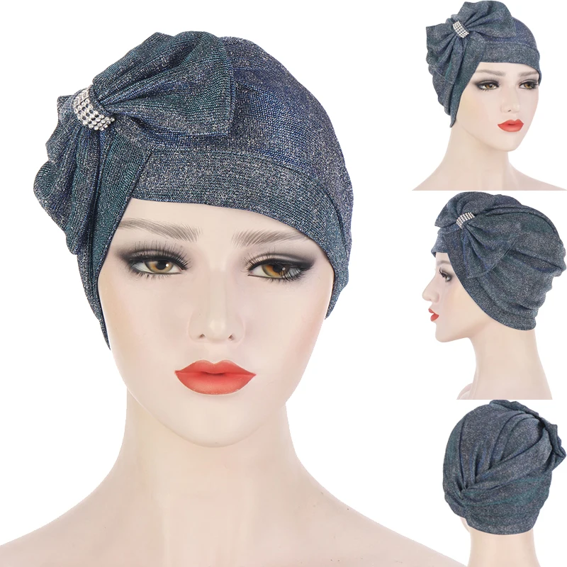 New Multicolor Glitter Bowknot Fashion Turban Hat Cross Forehead Big Bow Diamond-studded Turbans for Women Headwrap Muslim
New Multicolor Glitter Bowknot Fashion Turban Hat Cross Forehead Big Bow Diamond-studded Turbans for Women Headwrap Muslim