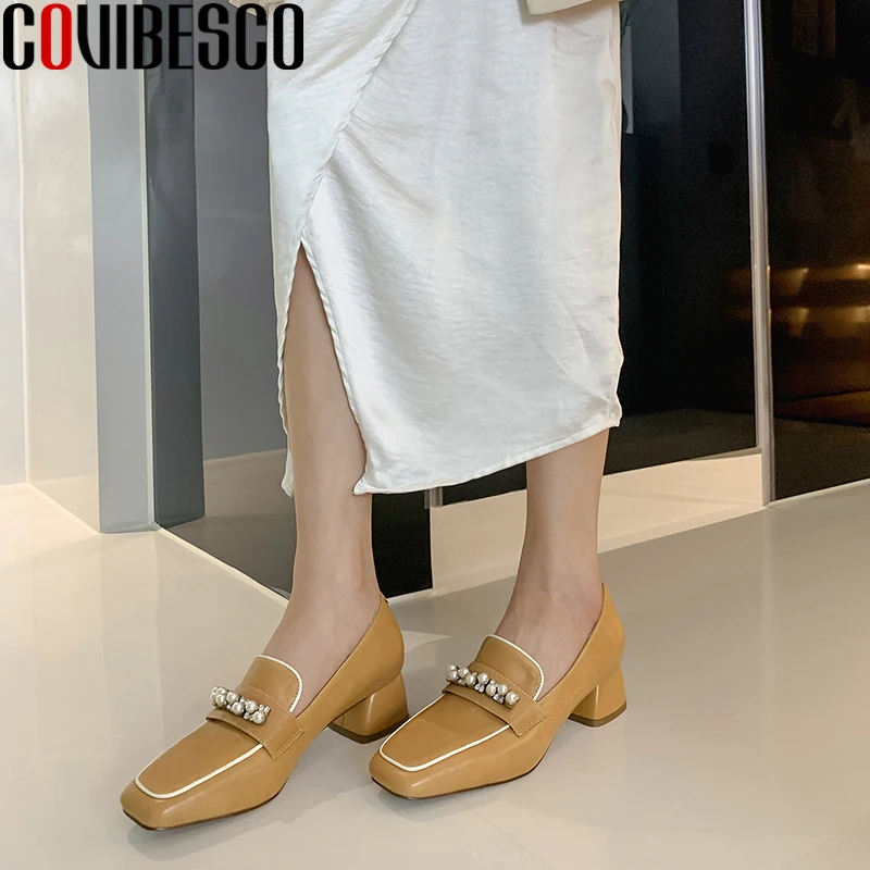 COVIBESCO Classic Retro Basic 2021 Spring New Women Pumps Concise Genuine Leather Pearl Thick Heels Loafers Shoes Woman Casual
COVIBESCO Classic Retro Basic 2021 Spring New Women Pumps Concise Genuine Leather Pearl Thick Heels Loafers Shoes Woman Casual