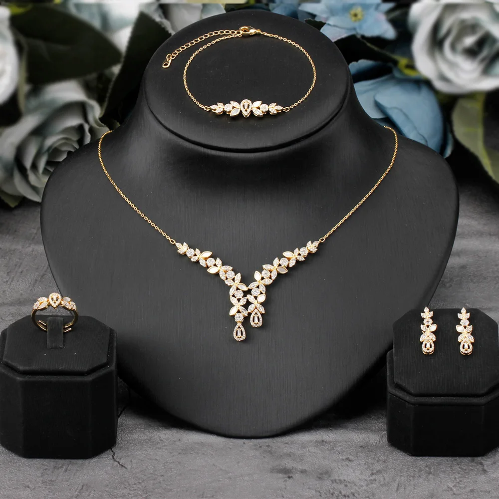 4PCS Shell Jewelry Set Cubic Zircon Earrings Necklace Bracelet Ring Lobster Clip Rolo Chain For Women Wedding Party Accessories
4PCS Shell Jewelry Set Cubic Zircon Earrings Necklace Bracelet Ring Lobster Clip Rolo Chain For Women Wedding Party Accessories