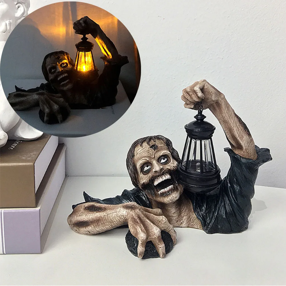 Hideous Zombie Statue with Lantern Light Resin Garden Sculpture Outdoor Patio Yard Lawn Decoration Halloween Party Prop
Hideous Zombie Statue with Lantern Light Resin Garden Sculpture Outdoor Patio Yard Lawn Decoration Halloween Party Prop