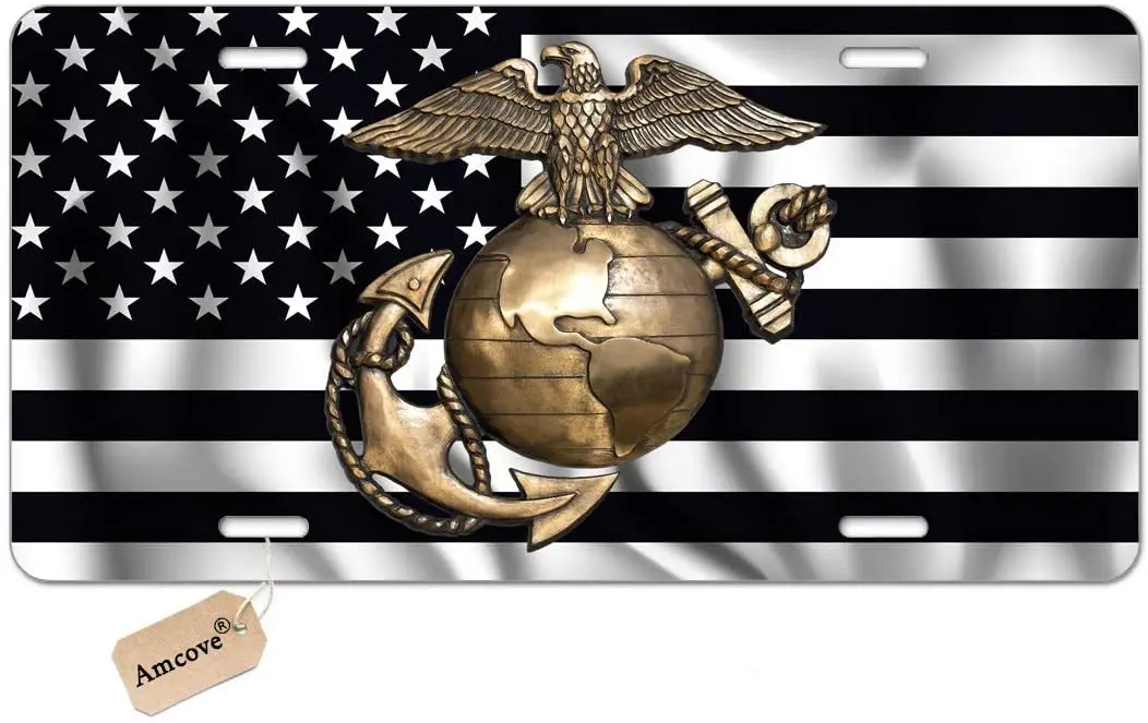 Amcove USMC Black Flag License Plate Marines License Plate,Marine Corps Emblem on Black White Flag Decorative Car Front
Amcove USMC Black Flag License Plate Marines License Plate,Marine Corps Emblem on Black White Flag Decorative Car Front