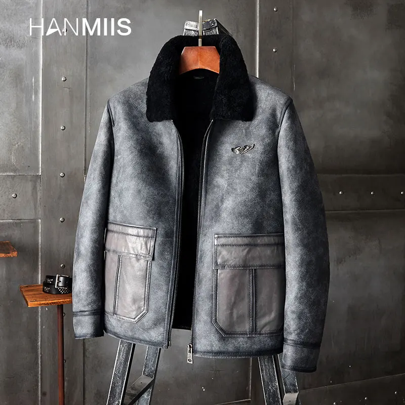 Мужская кожаная куртка HANMIIS- G1 из овечьей кожи с мехом, куртки, Мужская одежда, мотоциклетная куртка, зимние мужские, военные 
Мужская кожаная куртка HANMIIS- G1 из овечьей кожи с мехом, куртки, Мужская одежда, мотоциклетная куртка, зимние мужские, военные