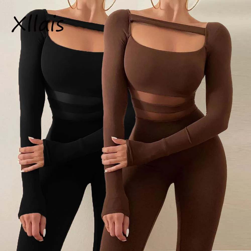 XLLAIS Square Collar Solid Bodycon Jumpsuit For Women Sexy Mesh Patchwork Brown Fitness Rompers Club Streetwear Casual Clothes
XLLAIS Square Collar Solid Bodycon Jumpsuit For Women Sexy Mesh Patchwork Brown Fitness Rompers Club Streetwear Casual Clothes