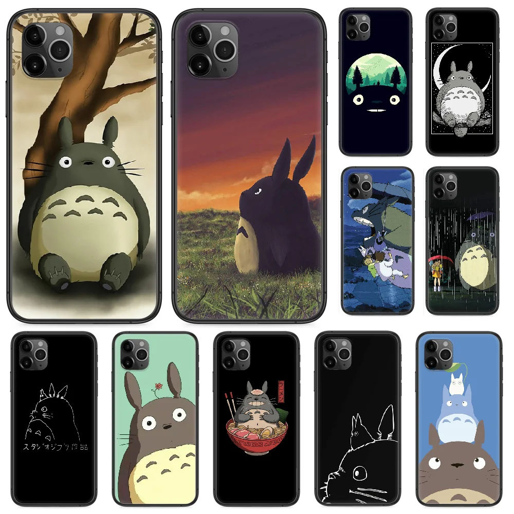 Милый мультяшный чехол для телефона totoro iphone 4 4s 5 5S SE 5C 6 6S 7 8 plus X XS XR 11 PRO MAX 2020 черный