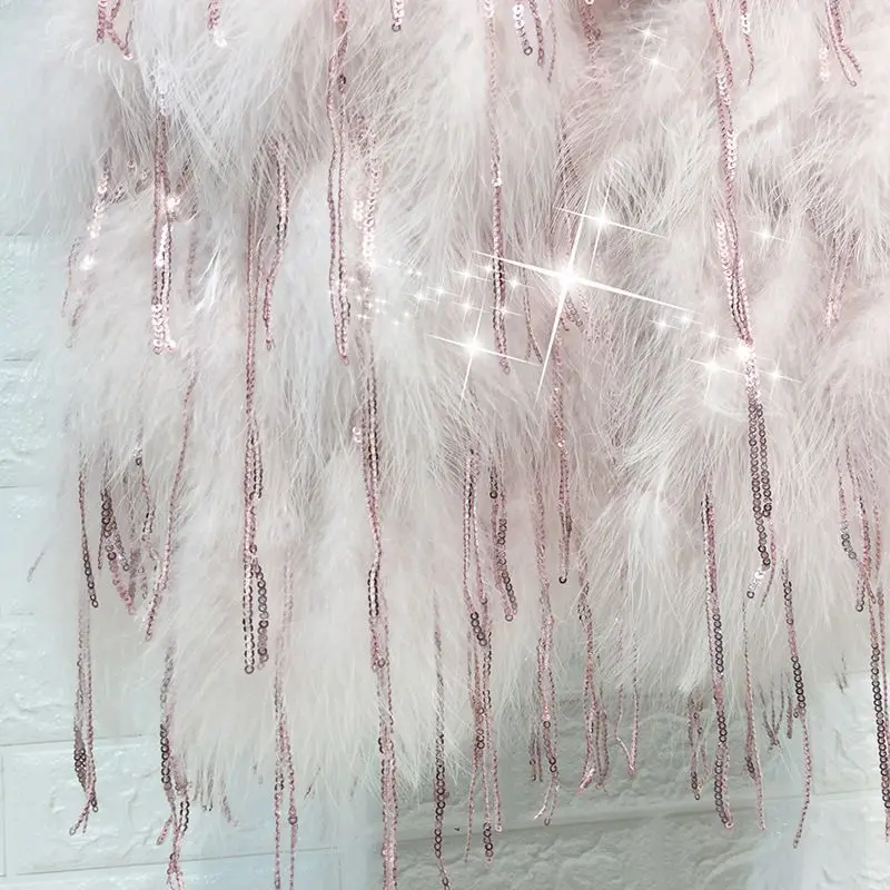 Shinny Sequins Tassel Women Real Fur Coat Genuine Ostrich Feather Fur Winter Warm Jacket Pink
Shinny Sequins Tassel Women Real Fur Coat Genuine Ostrich Feather Fur Winter Warm Jacket Pink