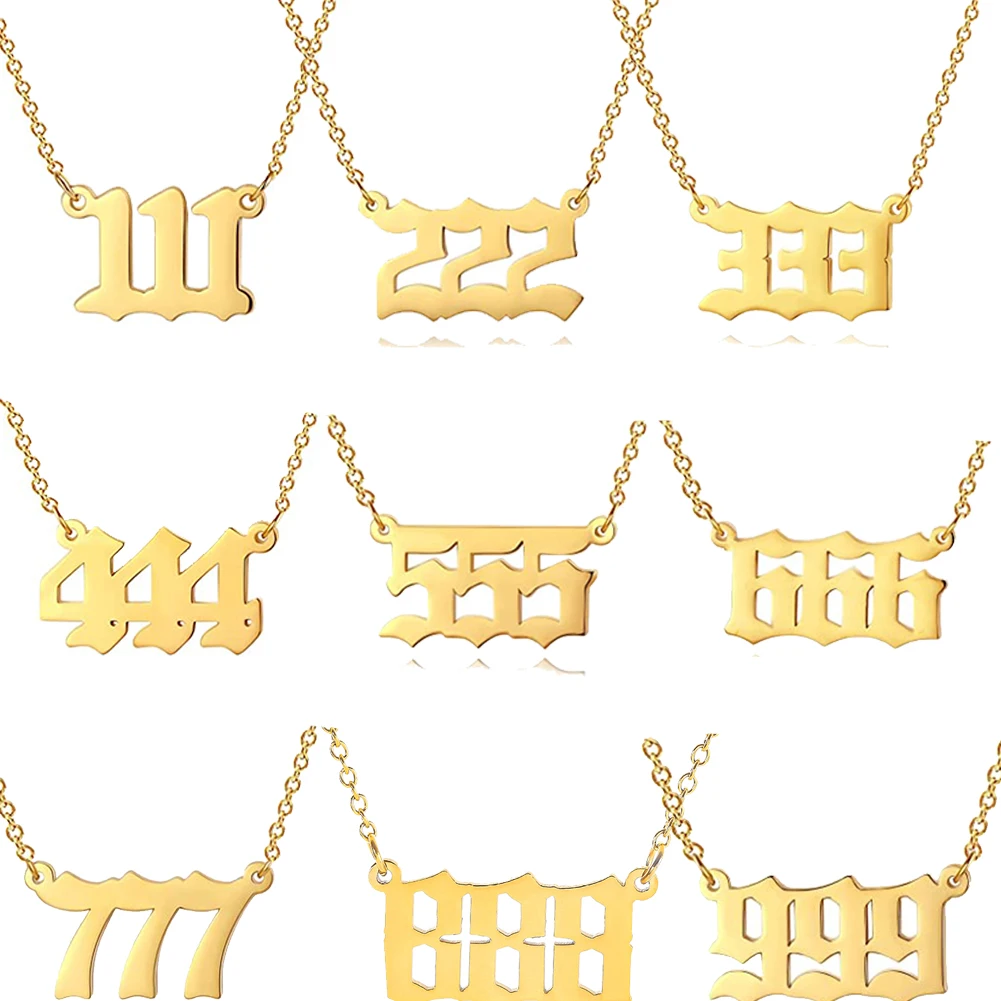 Angel Number Necklace for Women 111 222 333 444 555 666 777 888 999 Necklace Gold Old English Numerology Necklace Pendant Choker
Angel Number Necklace for Women 111 222 333 444 555 666 777 888 999 Necklace Gold Old English Numerology Necklace Pendant Choker