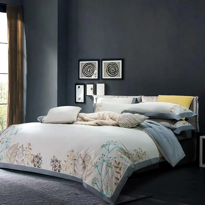 600TC Soft Warm Brushed Cotton Embroidery Bedding set Queen King size Elegent Grey Duvet/Quilt cover Bed sheet Fitted sheet Set
600TC Soft Warm Brushed Cotton Embroidery Bedding set Queen King size Elegent Grey Duvet/Quilt cover Bed sheet Fitted sheet Set