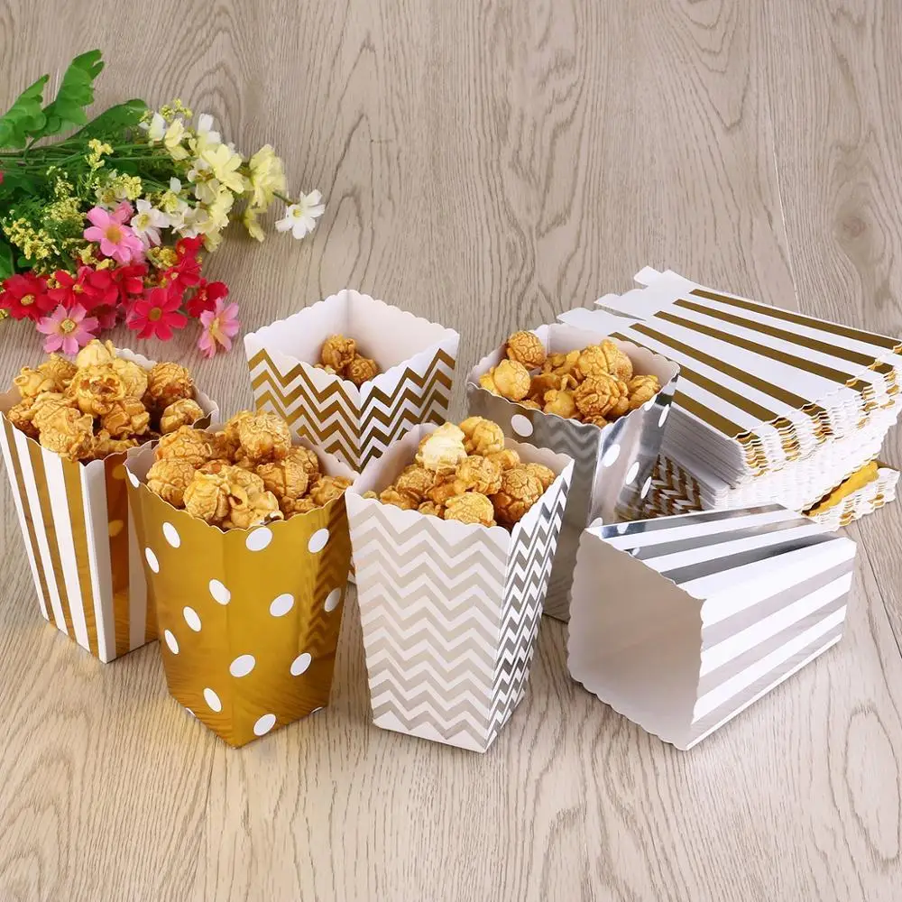 24pcs/lot Popcorn Boxes Gold Silver Dot Wave Stiff Paper for birthday party wedding decor Supplies packaging bags
24pcs/lot Popcorn Boxes Gold Silver Dot Wave Stiff Paper for birthday party wedding decor Supplies packaging bags