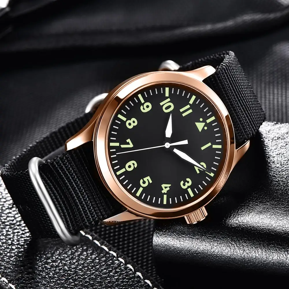 42mm Mens Watch Rosegold Automatic Luxury Seagull Miyota Military Luminous Waterproof Nylon Belt 316SS Mechanical WristWatches
42mm Mens Watch Rosegold Automatic Luxury Seagull Miyota Military Luminous Waterproof Nylon Belt 316SS Mechanical WristWatches
