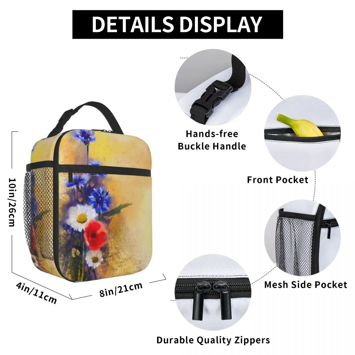 Poppy Flowers Lunch Bag for Women Men Large Insulated Lunch Box with Water Bottle Holder and Pockets
Poppy Flowers Lunch Bag for Women Men Large Insulated Lunch Box with Water Bottle Holder and Pockets