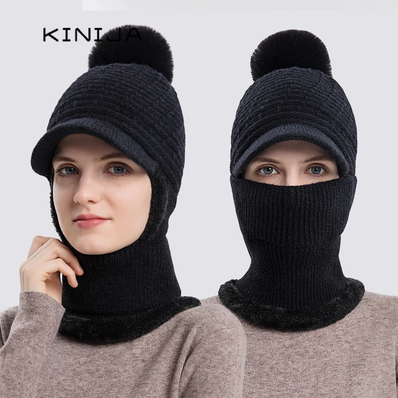 Winter Hats for Women Female Outdoor Ski Cycling Warm Hat Scarf Mask Bonnet Plush Thicken Knitting Wool Beanies Balaclava 2021 
Winter Hats for Women Female Outdoor Ski Cycling Warm Hat Scarf Mask Bonnet Plush Thicken Knitting Wool Beanies Balaclava 2021