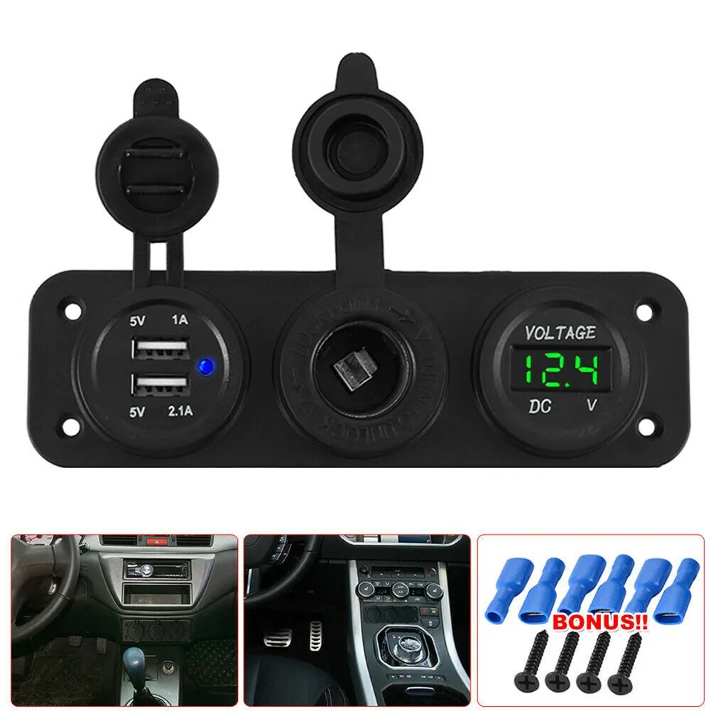 12V Car Cigaret Lighter Socket Dual USB Port Charger Voltmeter Mount Panel USB Adapter Charger Digital Voltmeter
12V Car Cigaret Lighter Socket Dual USB Port Charger Voltmeter Mount Panel USB Adapter Charger Digital Voltmeter