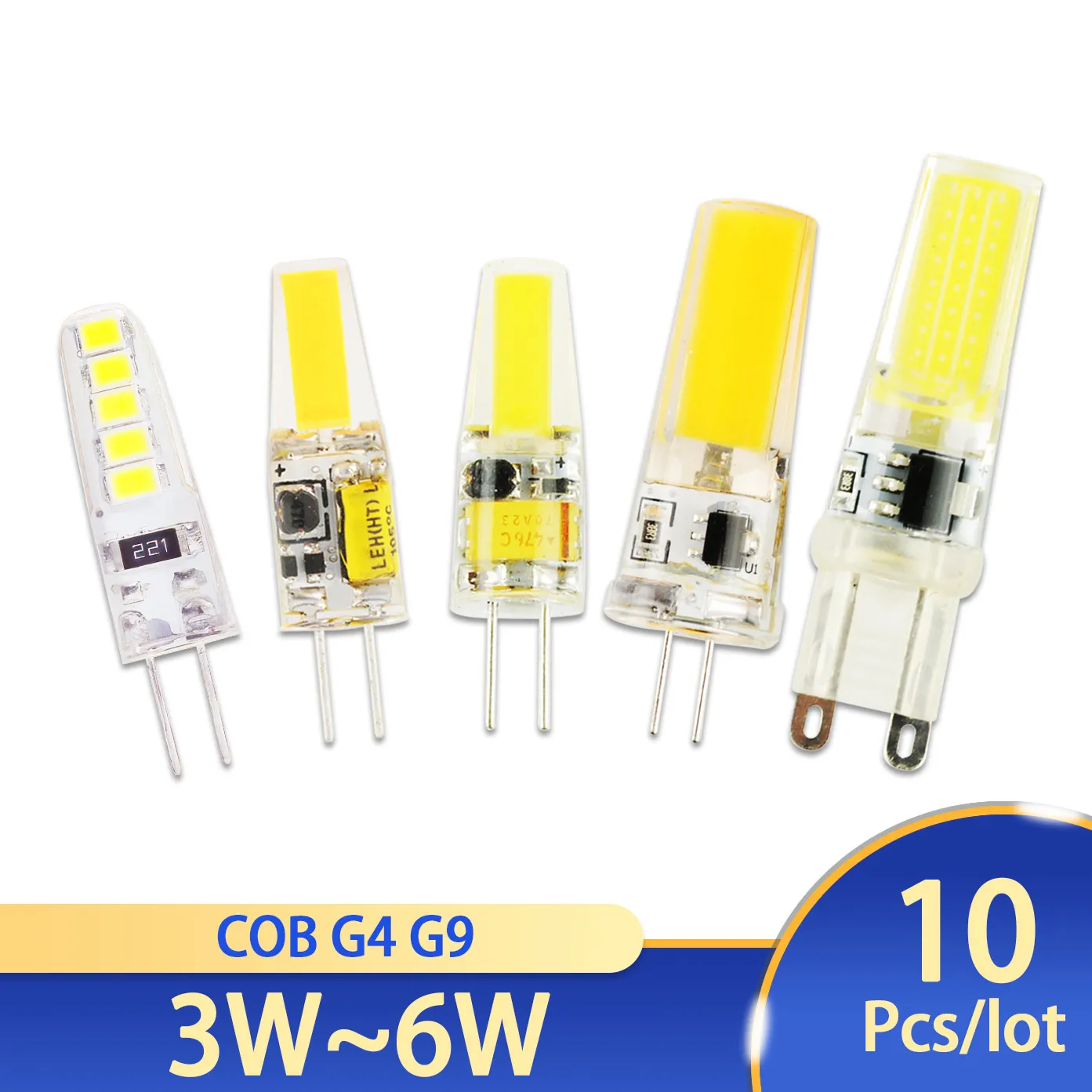 

10pcs G9 LED Lamp G4 3W 6W 10W COB SMD 2835 LED G4 G9 Dimmable Lamp AC DC 12V 220V 240V replace Halogen Spotlight Chandelier