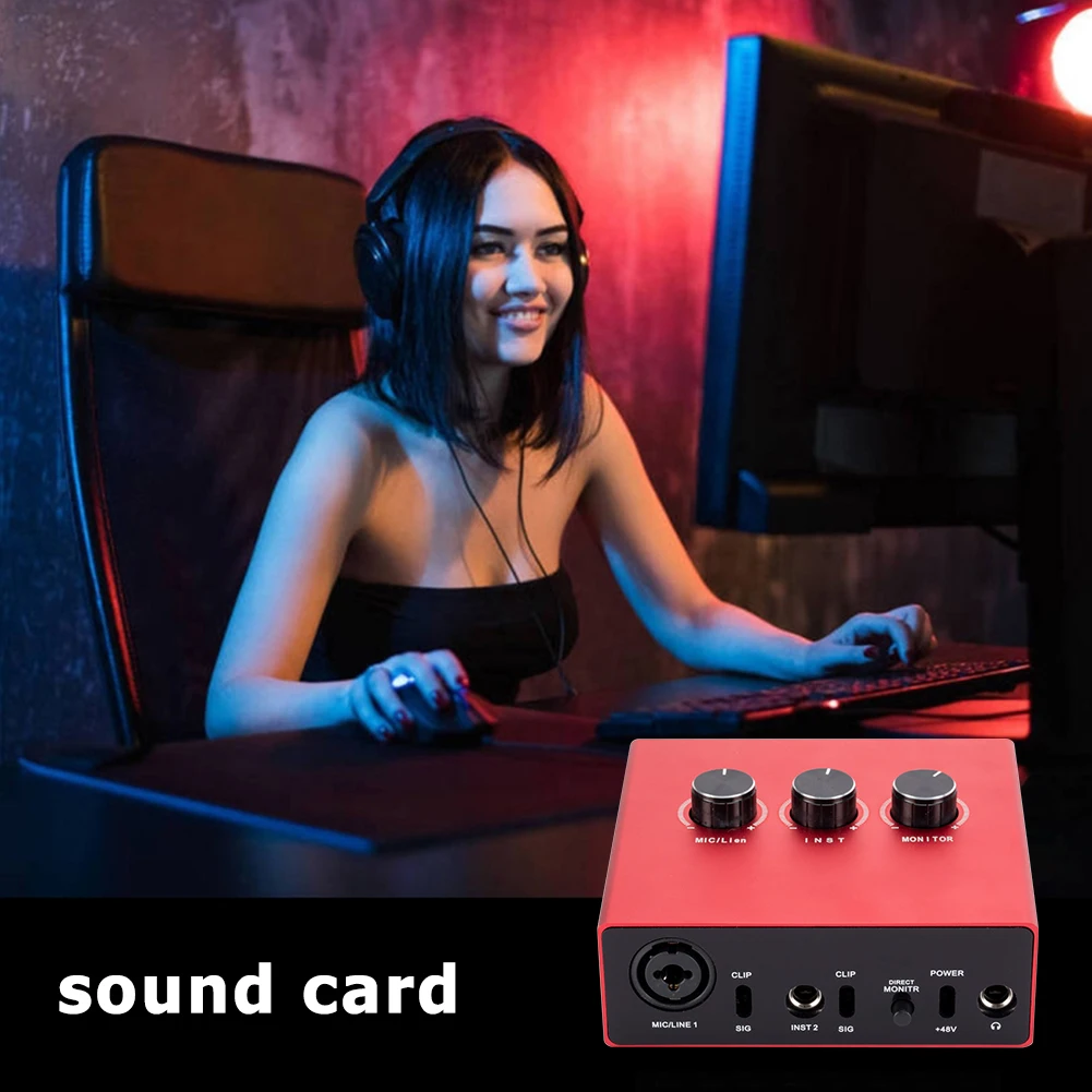 AU11-R Mixer External USB Sound Card Audio Interface Card Converter Adapter for Studio Recording Singing 48V MIC 6.35TRS Input 
AU11-R Mixer External USB Sound Card Audio Interface Card Converter Adapter for Studio Recording Singing 48V MIC 6.35TRS Input
