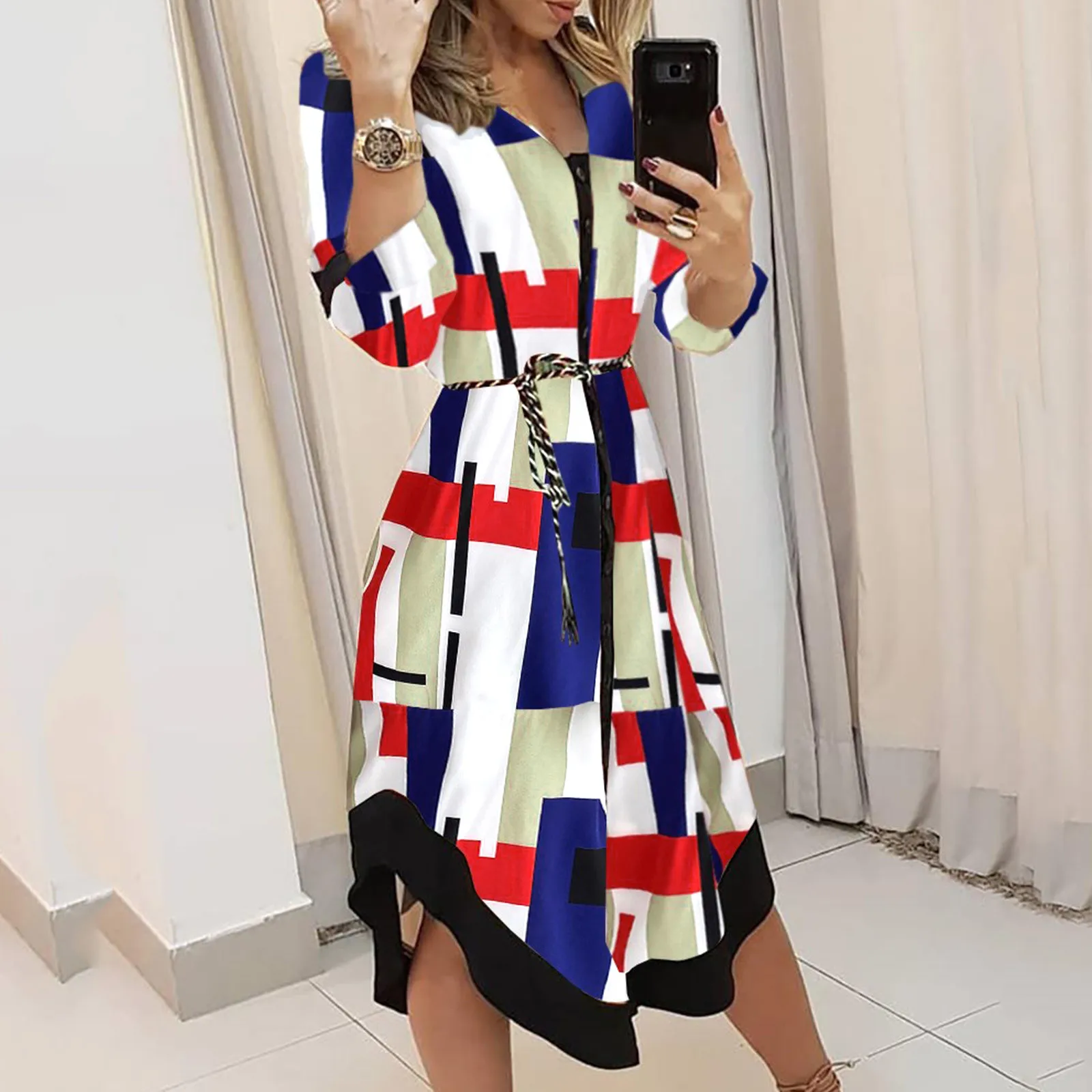 Women'S Bohemian Dress Tropical Print Lapel Maxi Dress Sexy Bandage 7 Points Sleeve Midi Dress Women Slim Fit Beach Dress
Women'S Bohemian Dress Tropical Print Lapel Maxi Dress Sexy Bandage 7 Points Sleeve Midi Dress Women Slim Fit Beach Dress