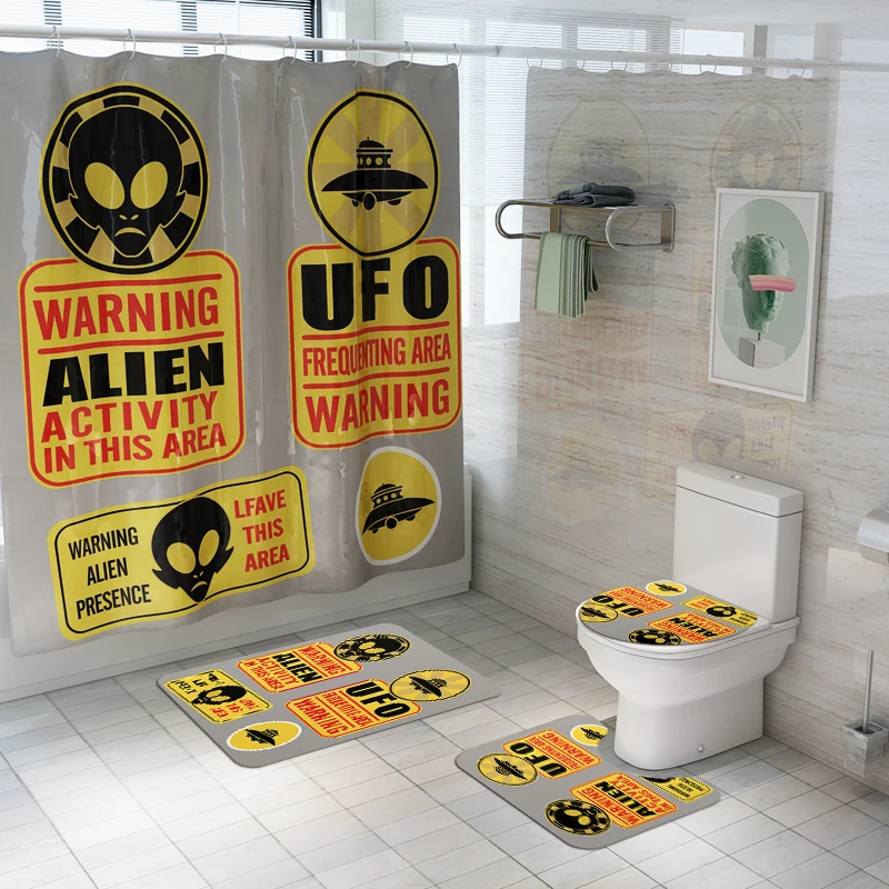 Alien UFO Polyester Shower Curtain Funny Fabric Print Waterproof 3D Bathroom Non-Slip Bath Mat Carpet Toilet Mat Home Decor Set
Alien UFO Polyester Shower Curtain Funny Fabric Print Waterproof 3D Bathroom Non-Slip Bath Mat Carpet Toilet Mat Home Decor Set