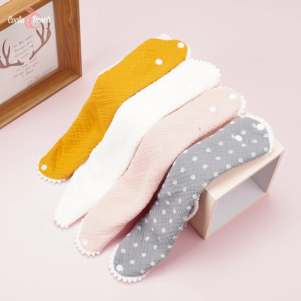 Coola peach 4pcs/set 100% Cotton Soft muslin bib baby breathable scarf bib with pompom Super Absorbent baby muslin bib with snap
Coola peach 4pcs/set 100% Cotton Soft muslin bib baby breathable scarf bib with pompom Super Absorbent baby muslin bib with snap