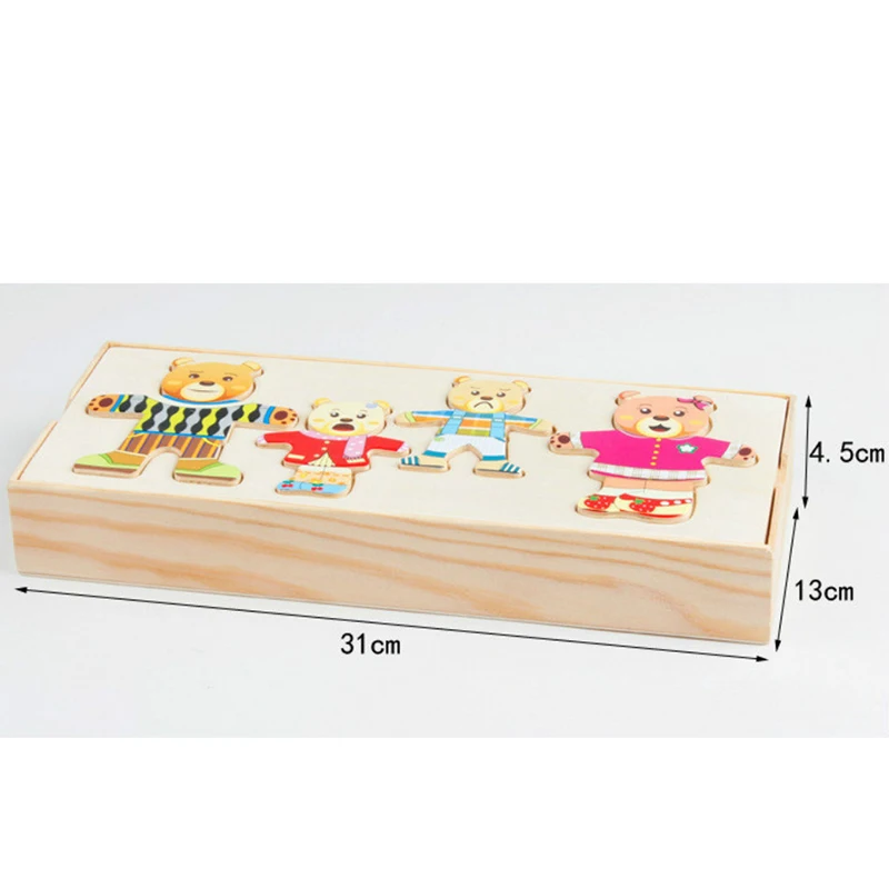 72pcs Cartoon 4 Rabbit Bear Dress Changing Jigsaw Puzzle Wooden Toy Montessori Educational Change Clothes Toys for Children Gift 
72pcs Cartoon 4 Rabbit Bear Dress Changing Jigsaw Puzzle Wooden Toy Montessori Educational Change Clothes Toys for Children Gift