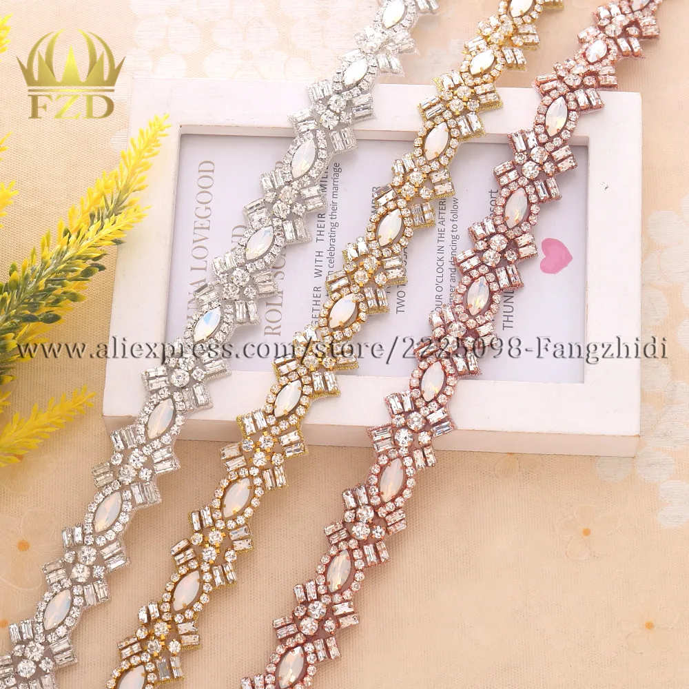 FZD 1 Yard Handmade DIY Iron On Opal applique Sash belt for Wedding Dress Crystal Rhinestones Sash Belts Bridal Trimming
FZD 1 Yard Handmade DIY Iron On Opal applique Sash belt for Wedding Dress Crystal Rhinestones Sash Belts Bridal Trimming