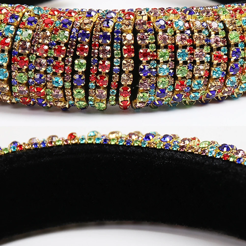 Women Sponge Padded Full Rhinestone Wide Headband Hair Band Wedding Headpiece Baroque Wide Colorful Crystal Beads Headband
Women Sponge Padded Full Rhinestone Wide Headband Hair Band Wedding Headpiece Baroque Wide Colorful Crystal Beads Headband