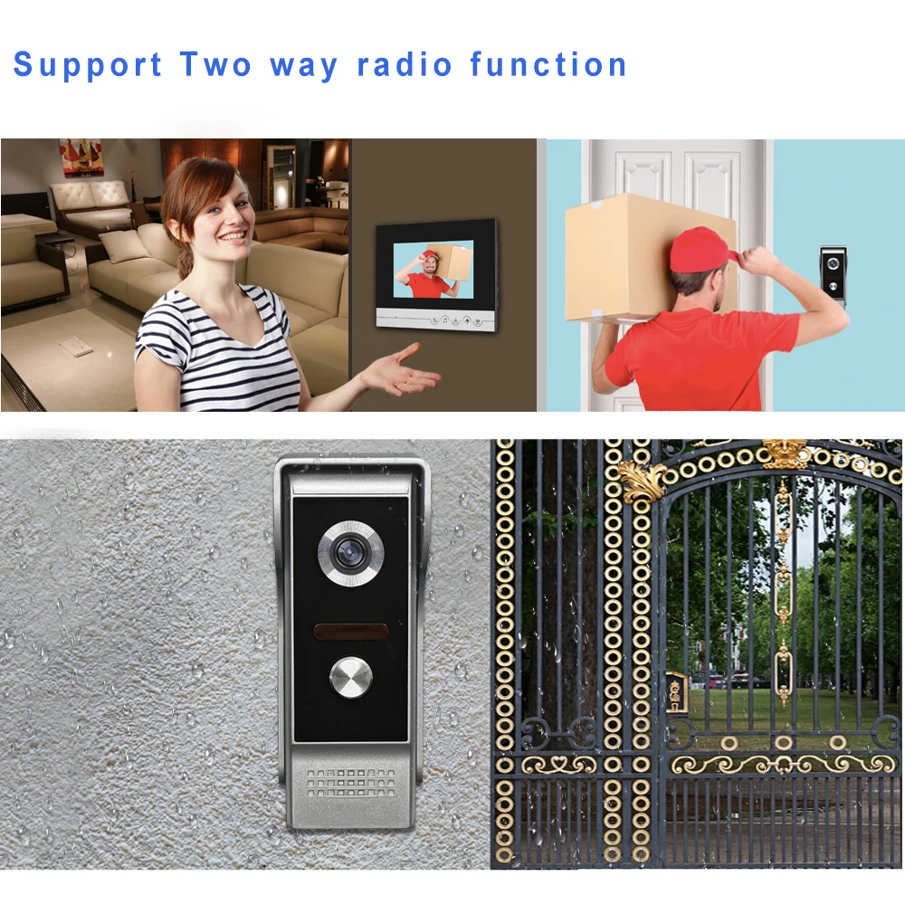 Wired Color Video Door Phone Intercom Bell for Home Apartment 7 inch Monitors Rainproof IR Camera 100 Meters | Безопасность и