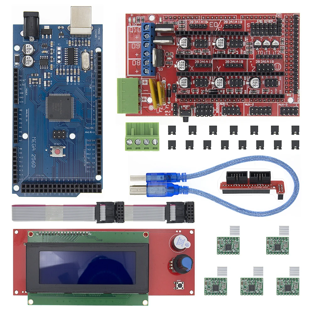 Mega 2560 R3 Mega2560 REV3 + контроллер RAMPS 1 4 RAMPS1.4 LCD 12864 для комплекта 3D-принтера | Электронные