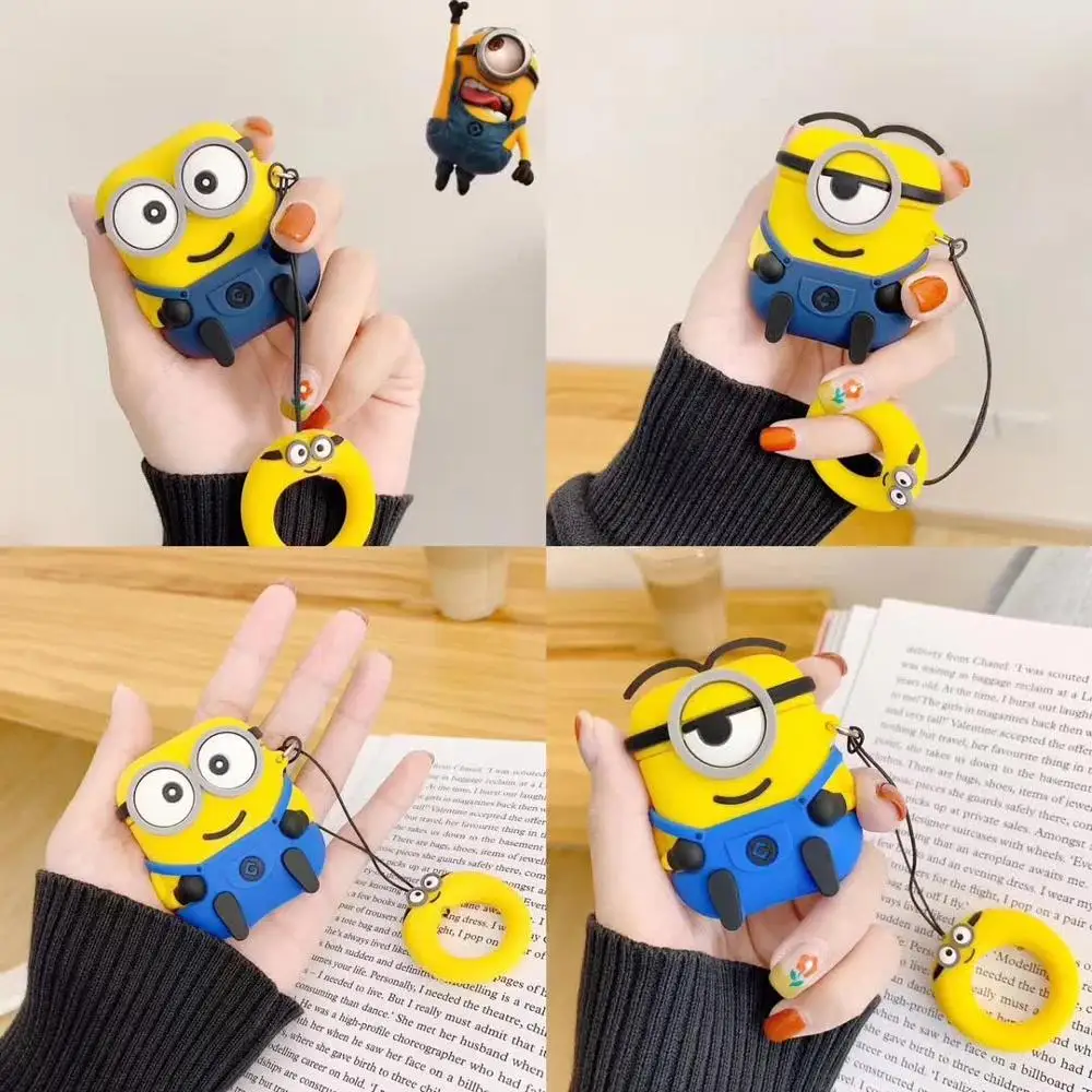 Kawaii милые Миньоны из мультфильма Bluetooth наушники 3D силиконовый чехол для Apple AirPods 2 1