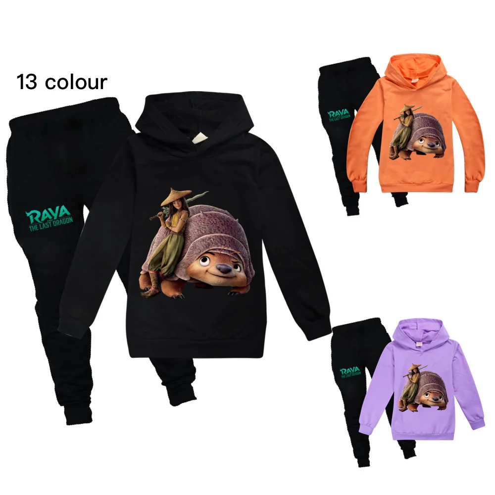 

Girls Clothing Sets Children Birthday suit Boys Tracksuits Kids Raya and The Last Dragon Sport Suits Hoodies Top +Pants 2pcs Set