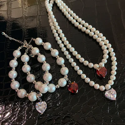 Light Luxury Versatile Pearl Bracelet Heart-Shaped Zircon Pendant Necklace Retro Temperament Personality Europe And America 2021
Light Luxury Versatile Pearl Bracelet Heart-Shaped Zircon Pendant Necklace Retro Temperament Personality Europe And America 2021