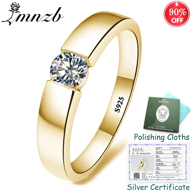 LMNZB Original Real 925 Solid Silver Golden Engagement Wedding Rings with Cubic Zirconia Fine Jewelry for Men Women LR16
LMNZB Original Real 925 Solid Silver Golden Engagement Wedding Rings with Cubic Zirconia Fine Jewelry for Men Women LR16