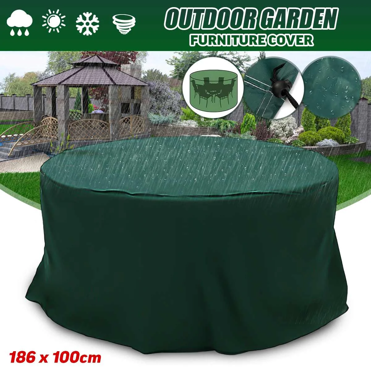 95x140cm / 100x186cm Green Garden Patio Furniture Cover Set Outdoor Rattan Table Protection Round Cube Waterproof Dust Cover
95x140cm / 100x186cm Green Garden Patio Furniture Cover Set Outdoor Rattan Table Protection Round Cube Waterproof Dust Cover