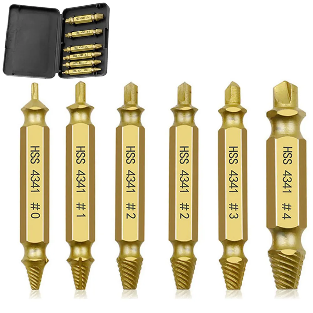 4/5/6PCS High Quality Damaged Screw Extractor Speed Out Drill Broken Double-Head Screw Bolt Stud Remover Tool High Speed Steel
4/5/6PCS High Quality Damaged Screw Extractor Speed Out Drill Broken Double-Head Screw Bolt Stud Remover Tool High Speed Steel