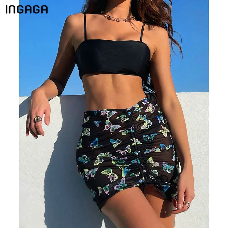 INGAGA Black Bikini Swimsuit with Skirt 3 Piece Women's Swimwear 2021 Butterfly Print Beachwear Bandeau Bathing Suit Drawstring
INGAGA Black Bikini Swimsuit with Skirt 3 Piece Women's Swimwear 2021 Butterfly Print Beachwear Bandeau Bathing Suit Drawstring