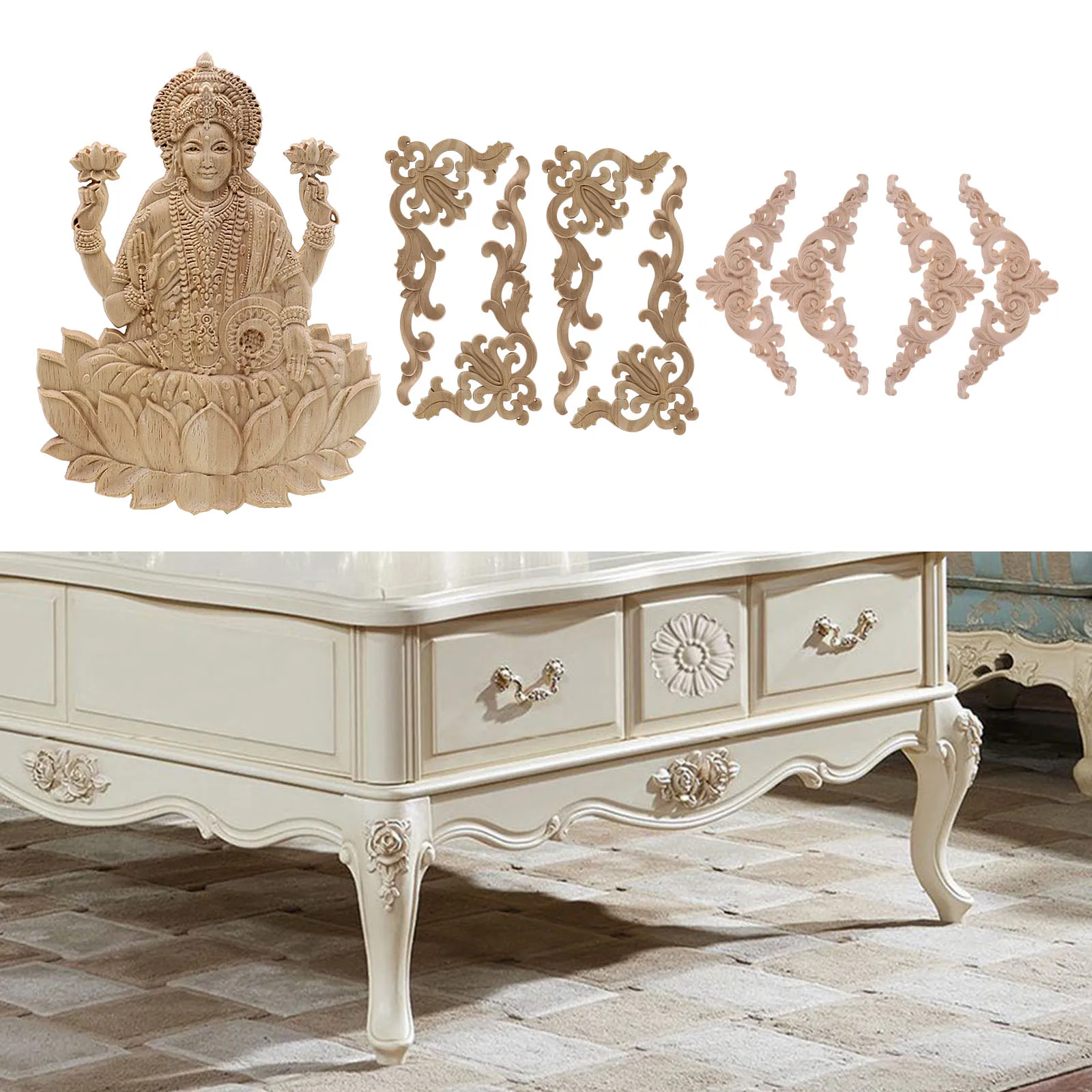 4Pack Carving Natural Wood Appliques For Furniture Cabinet Unpainted Wooden Mouldings Decal Vintage Decoration Accessories
4Pack Carving Natural Wood Appliques For Furniture Cabinet Unpainted Wooden Mouldings Decal Vintage Decoration Accessories