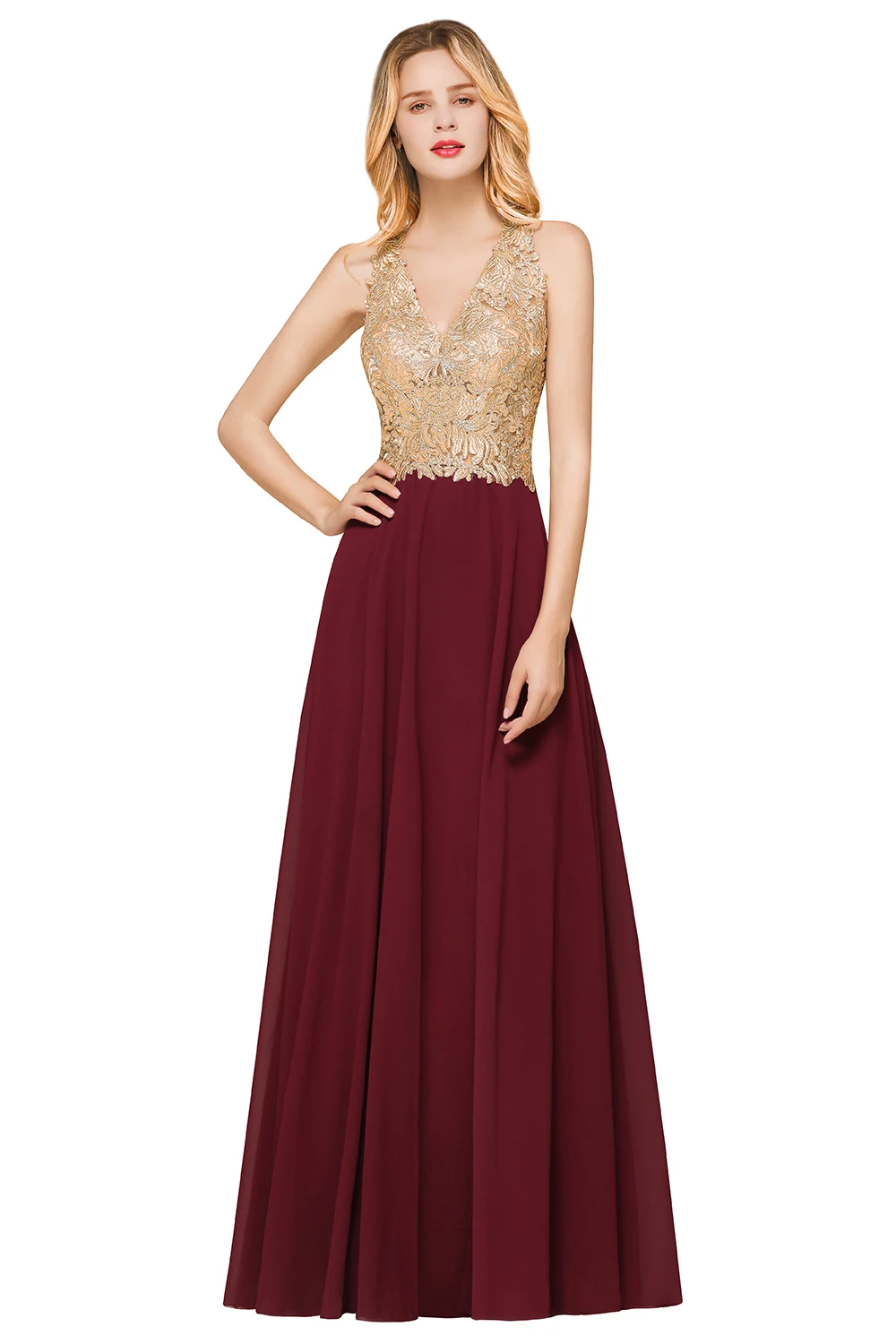 Real Photo Burgundy Long A Line Evening Dresses 2020 Sheer Back Gold Applique Evening Gown Formal Dress Prom robe de soiree
Real Photo Burgundy Long A Line Evening Dresses 2020 Sheer Back Gold Applique Evening Gown Formal Dress Prom robe de soiree
