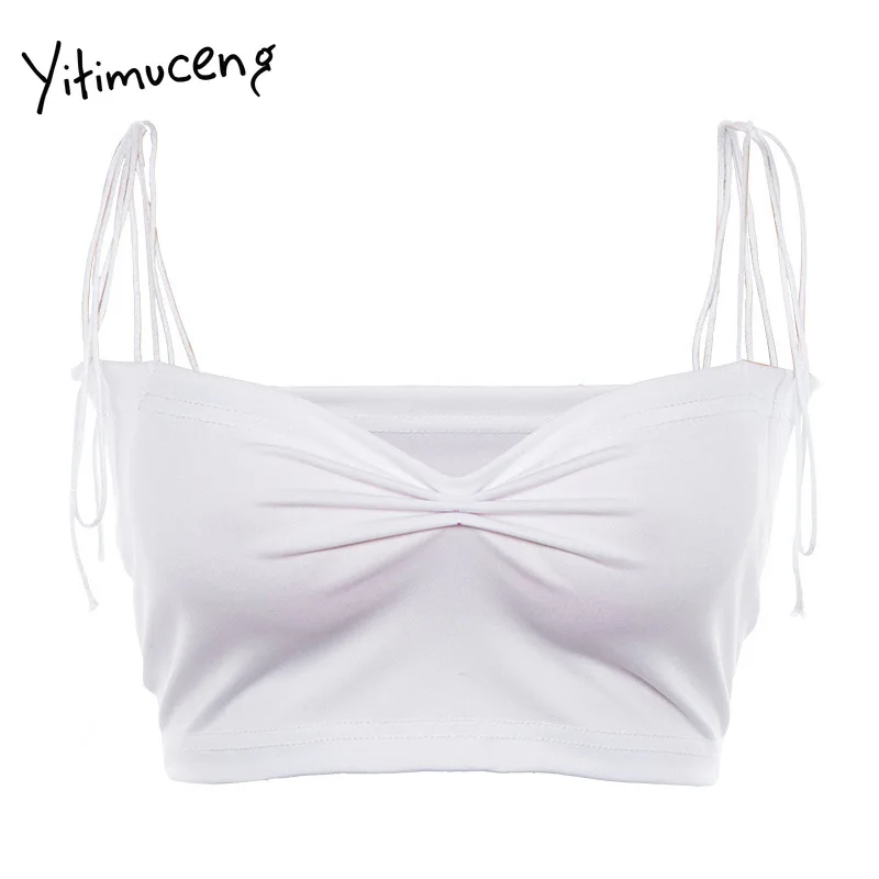 Yitimuceng Spaghetti Strap Tank Top Women Crop Tops Cute Sexy White Black Fashion Bustier Girl Clothes Halter Ribbons Short 2021
Yitimuceng Spaghetti Strap Tank Top Women Crop Tops Cute Sexy White Black Fashion Bustier Girl Clothes Halter Ribbons Short 2021