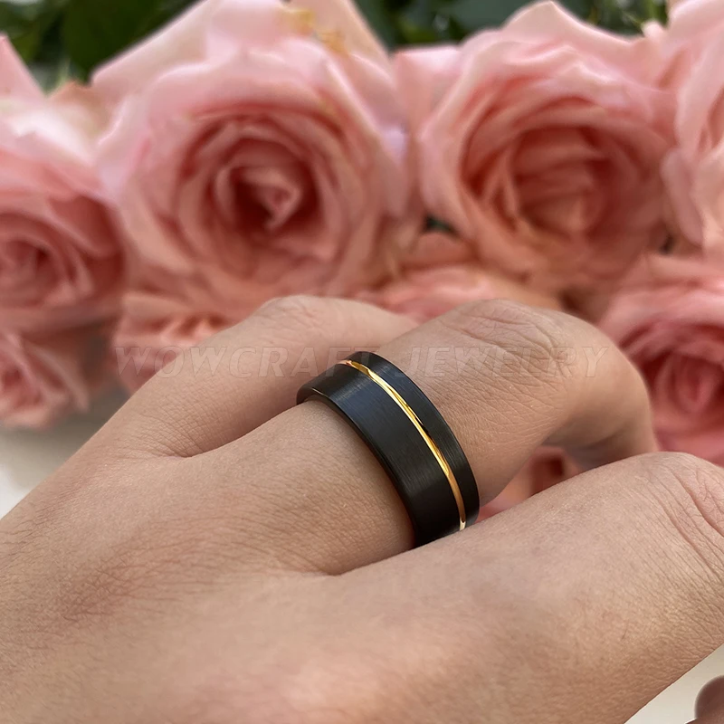 Black and Gold Mens Womens Tungsten Carbide Ring Wedding Band Matte Finish Pip Cut Comfort Fit Offset Grooved Gift Anniversary
Black and Gold Mens Womens Tungsten Carbide Ring Wedding Band Matte Finish Pip Cut Comfort Fit Offset Grooved Gift Anniversary