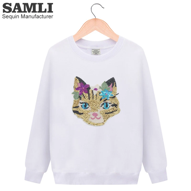 Gold Cat Sequined Women's Sweatshirts Creativity Long Sleeve Tops Gilrs Autumn Pure Cotton Shining Cartoon Sweatshirts Gilrs
Gold Cat Sequined Women's Sweatshirts Creativity Long Sleeve Tops Gilrs Autumn Pure Cotton Shining Cartoon Sweatshirts Gilrs