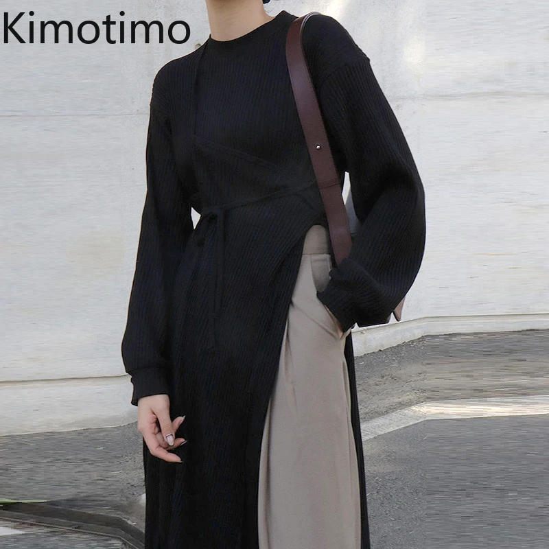 Осеннее вязаное женское платье Kimotimo, с О-образным вырезом, поясом, длинным рукавом, разрезом, в Корейском стиле
Осеннее вязаное женское платье Kimotimo, с О-образным вырезом, поясом, длинным рукавом, разрезом, в Корейском стиле