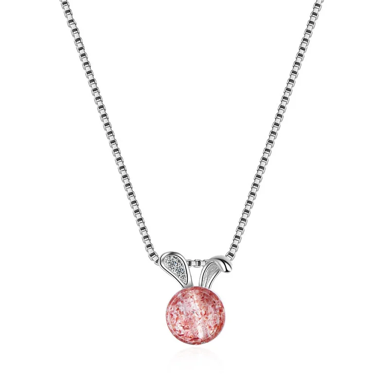 POPACC 925 Sterling Silver Cute Bunny Natural Strawberry Crystal Pendant Necklace For Women Birthday Gift Jewelry
POPACC 925 Sterling Silver Cute Bunny Natural Strawberry Crystal Pendant Necklace For Women Birthday Gift Jewelry