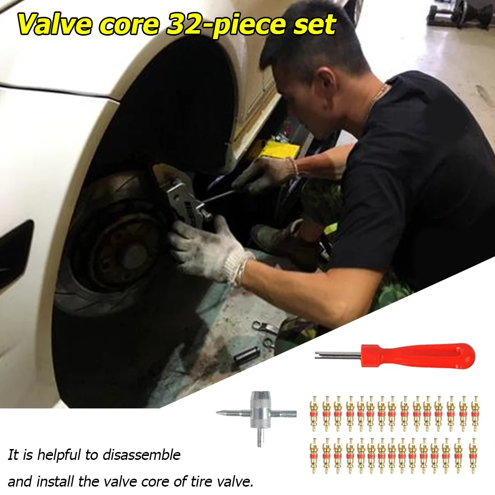 Exquisite Tire Repair Tools Set 30pcs Brass Valve Cores with Remover 4-in-1 Tool Professional Car Bike Repair Accessories
Exquisite Tire Repair Tools Set 30pcs Brass Valve Cores with Remover 4-in-1 Tool Professional Car Bike Repair Accessories