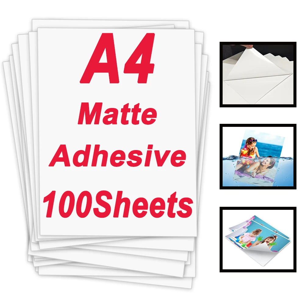 100 Sheets 120g Matte Adhesive Photo Paper A4 Waterproof Photographic Paper DIY Printing Paper Sticker work for Inkjet Printer
100 Sheets 120g Matte Adhesive Photo Paper A4 Waterproof Photographic Paper DIY Printing Paper Sticker work for Inkjet Printer